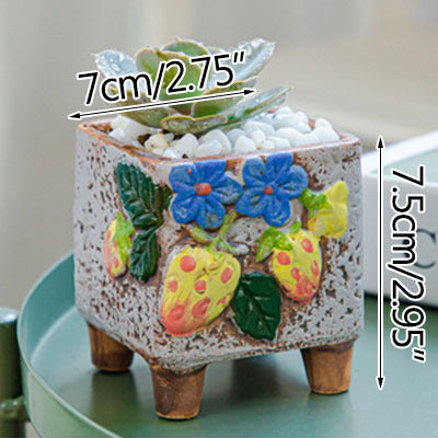 Square Ceramic Succulent Pot - ArtOm_farm™ MICROGREENS