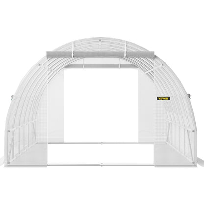 VEVOR Walk-in Tunnel Greenhouse, 20 X 10 X 7 Ft Portable Plant Hot House W Galvanized Steel Hoops, 3 Top Beams, Diagonal Poles, 2 Zippered Doors & 12 Roll-up Windows, White - ArtOm_farm™ MICROGREENS