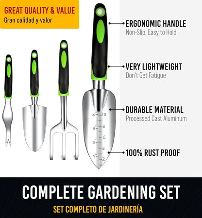 Heavy Duty Garden Tool Set (9 items) - Durable, Ergonomic, Rust-Resistant! - ArtOm_farm™ MICROGREENS