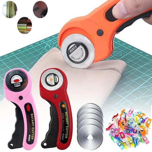 Rotary knife for leather and fabric with handle, 45 mm — Patchwork Rotary Cutter - ArtOm_farm™ MICROGREENS