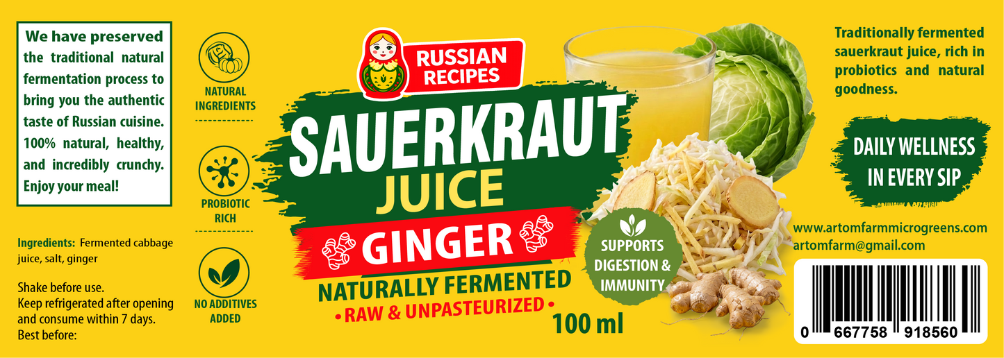 Sauerkraut Juice & Ginger - Healthy Probiotic Drink