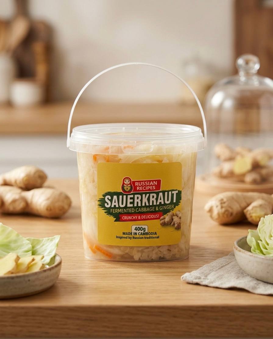 Sauerkraut Fermented Cabbage & Ginger for Gut Health and Flavor