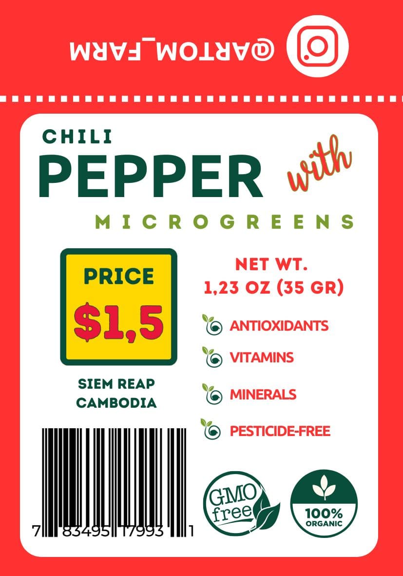 Chili Pepper with Dried Mix Microgreens (Sunflower, Radish, Spinach) 35g