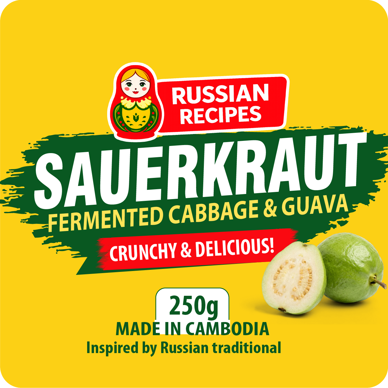 Sauerkraut Fermented Cabbage
 & Guava - A Delicious Boost to Your Gut Health
