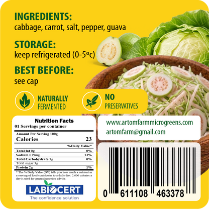 Sauerkraut Fermented Cabbage
 & Guava - A Delicious Boost to Your Gut Health