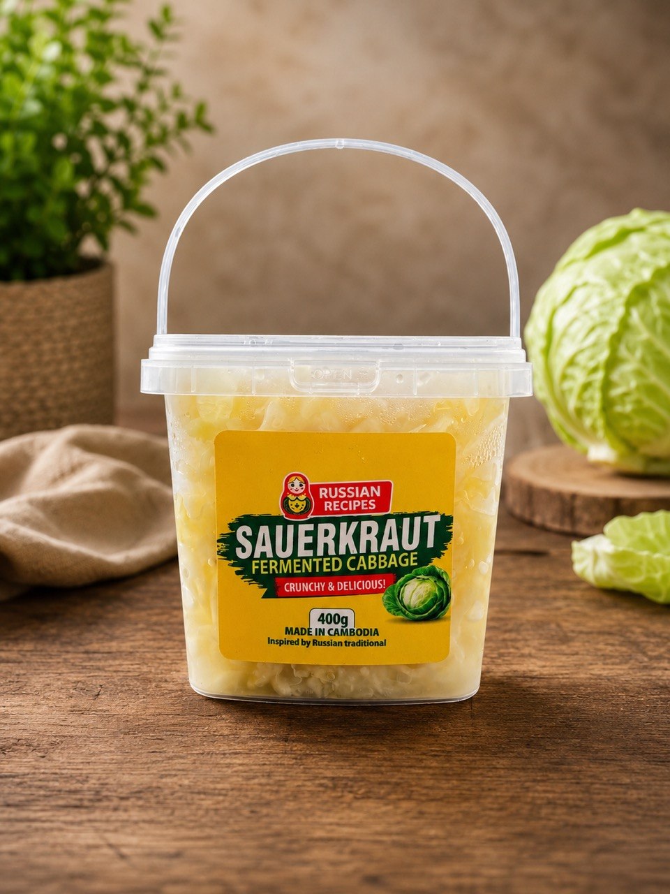 Sauerkraut Fermented Cabbage Original - Authentic Probiotic Superfood