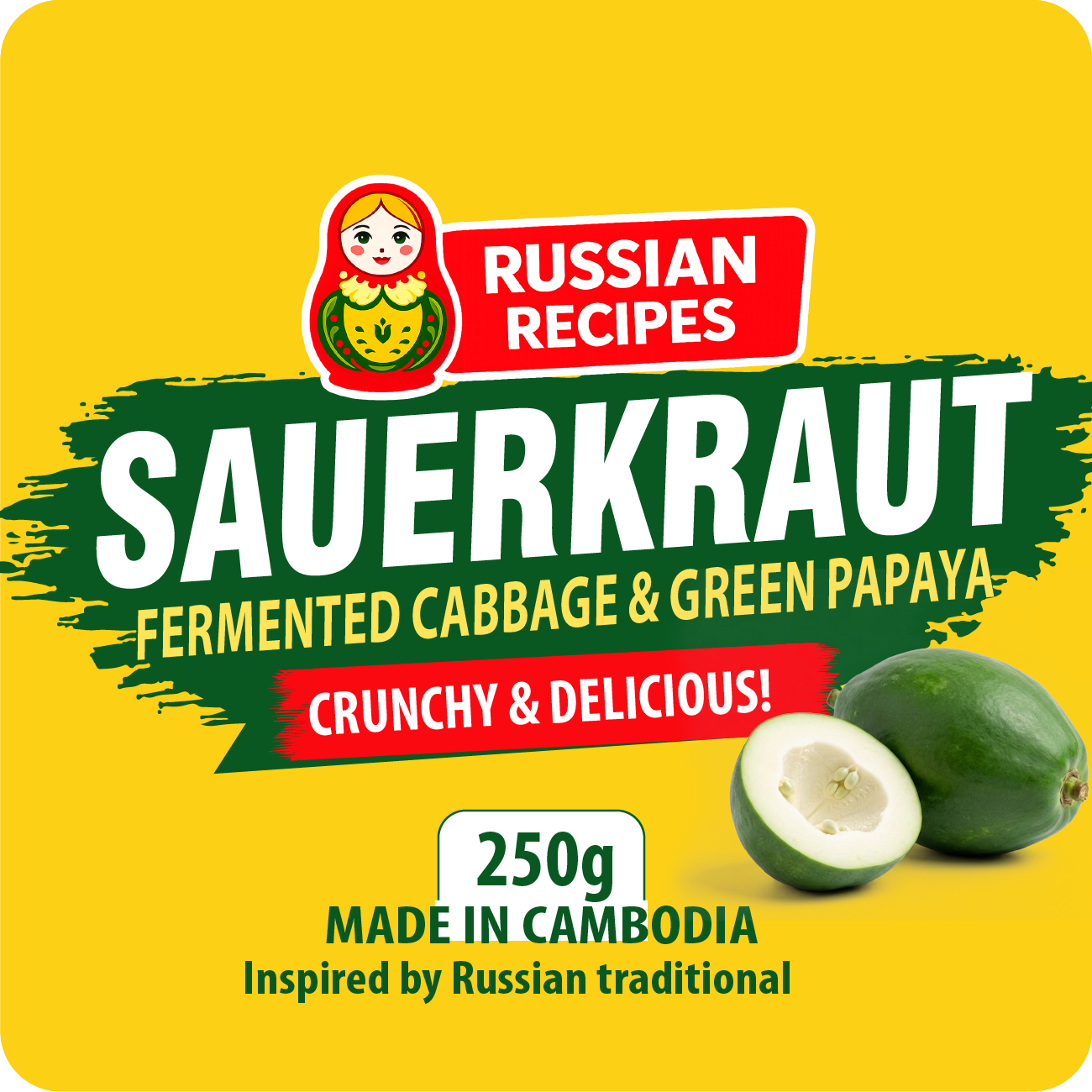 Sauerkraut Fermented Cabbage  & Papaya for a Healthy Gut