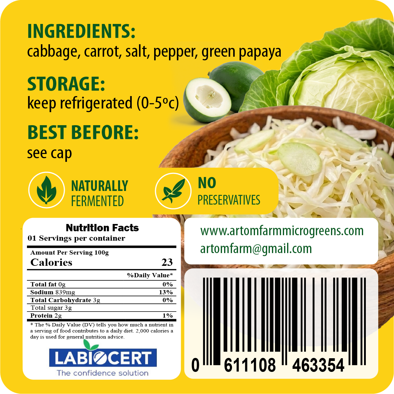 Sauerkraut Fermented Cabbage  & Papaya for a Healthy Gut