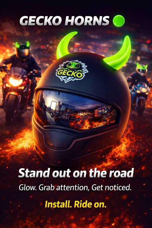 GECKO Horns are unique helmet accessories for reptile lovers.