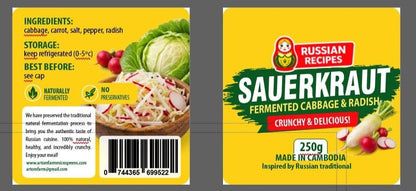 Sauerkraut Fermented Cabbage & Radish - Probiotic Superfood for Gut Health and Wellness