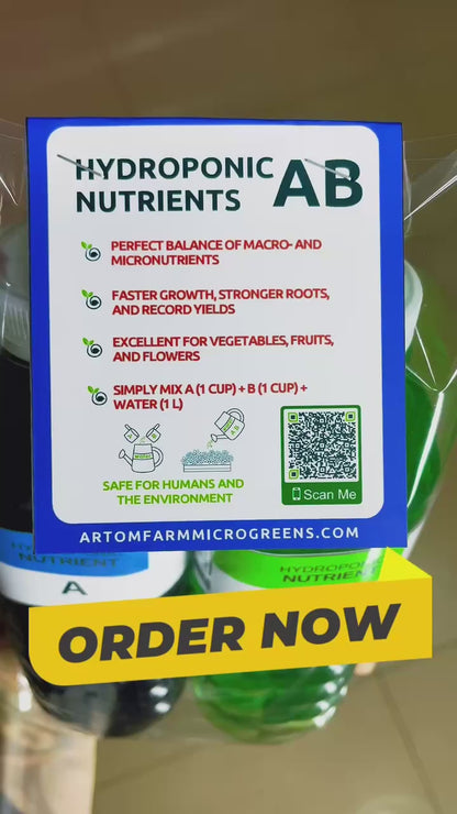 1L Hydroponic Nutrients A&B for Indoor Hydroponics Garden & Growing Vegetables, Fruits, Flowers