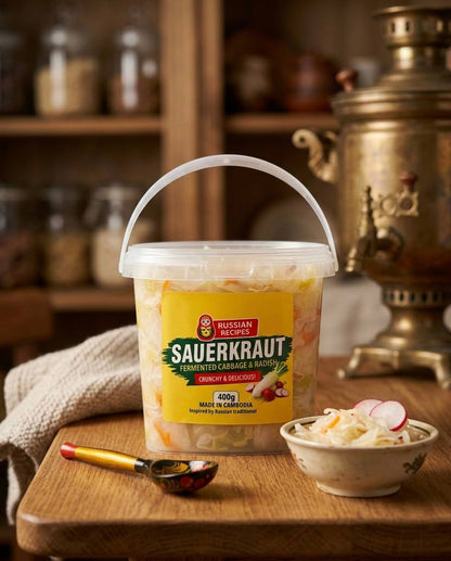 Sauerkraut Fermented Cabbage & Radish - Probiotic Superfood for Gut Health and Wellness